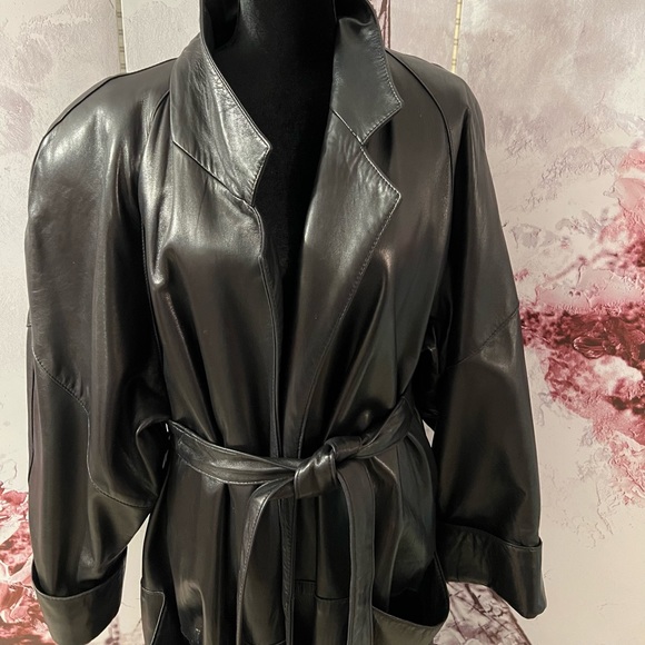 VINTAGE/CLASSIC  ANN TAYLOR GENUINE LEATHER FULL LENGTH COAT - Picture 6 of 16